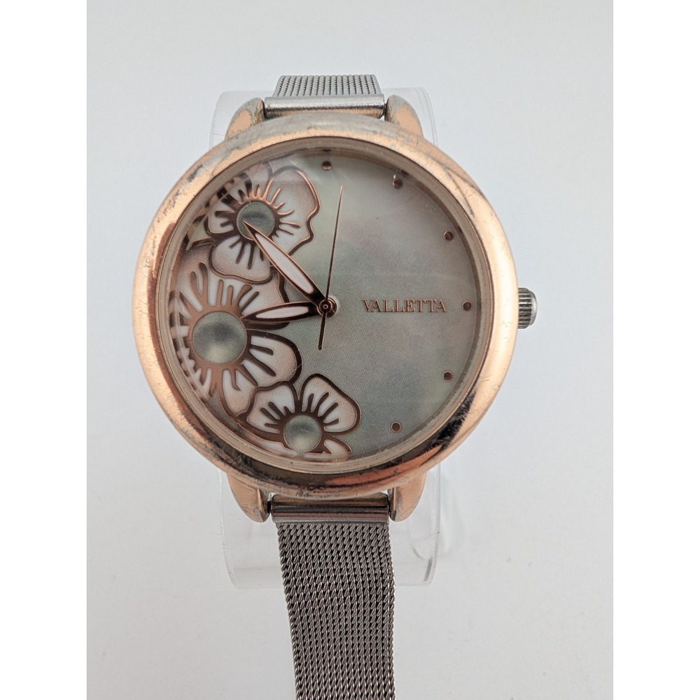 Valetta Womn's Watch 35mm Case Flower Dial Mesh Metal Band- New Battery